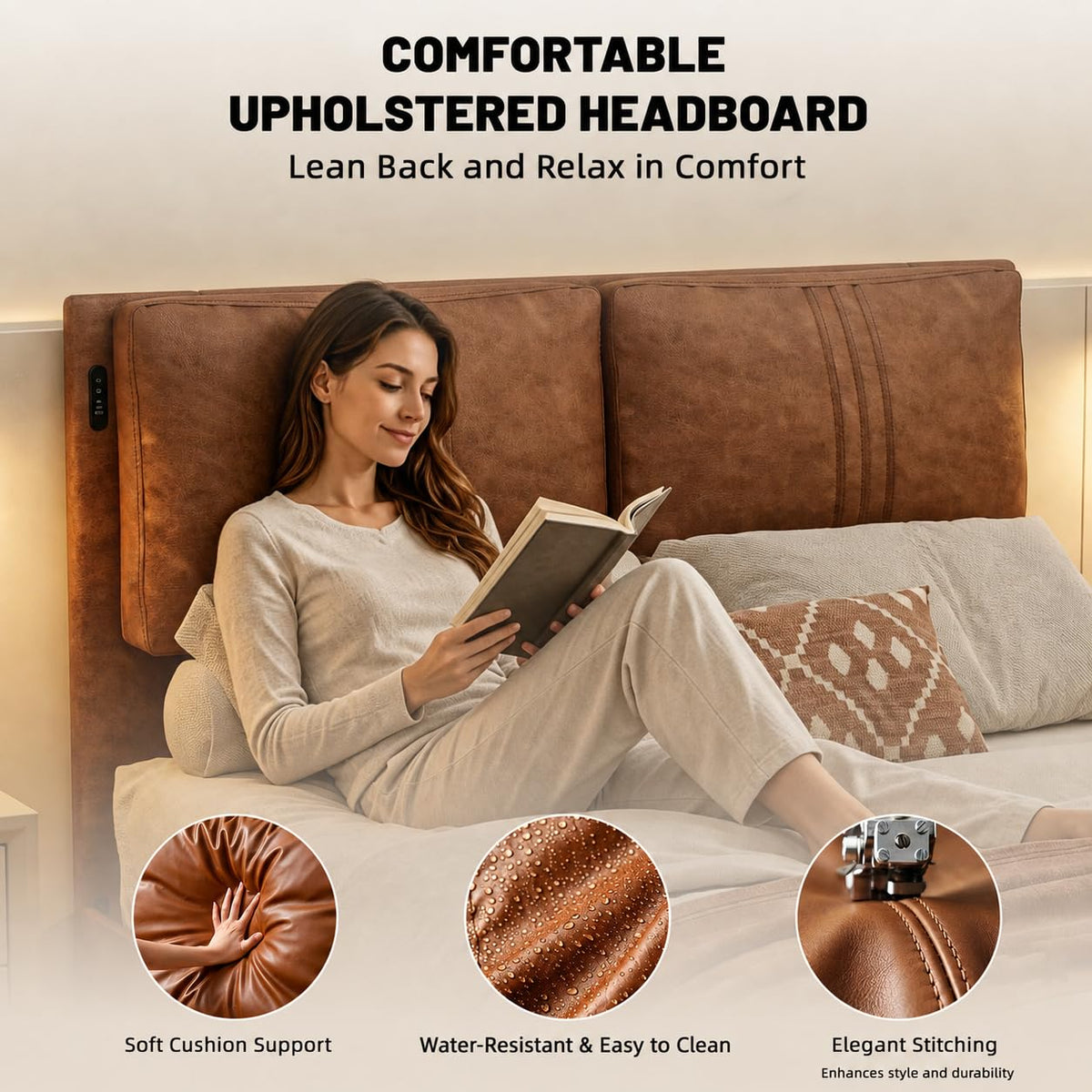 Queen Floating Bed Frame with LED Lights B60604