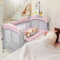 5-in-1 Pink Baby Bassinet Bedside Crib G815