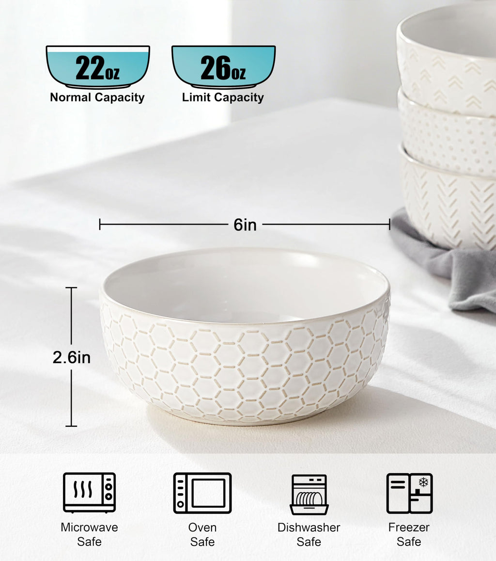 26 oz Ceramic Cereal Bowls Set of 4 R2456