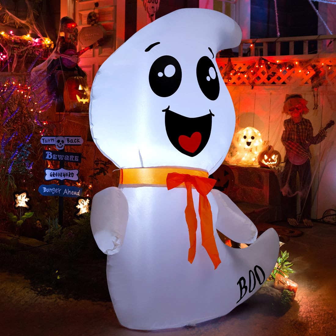 4 FT Inflatable Ghost with Built-in LEDs W557734