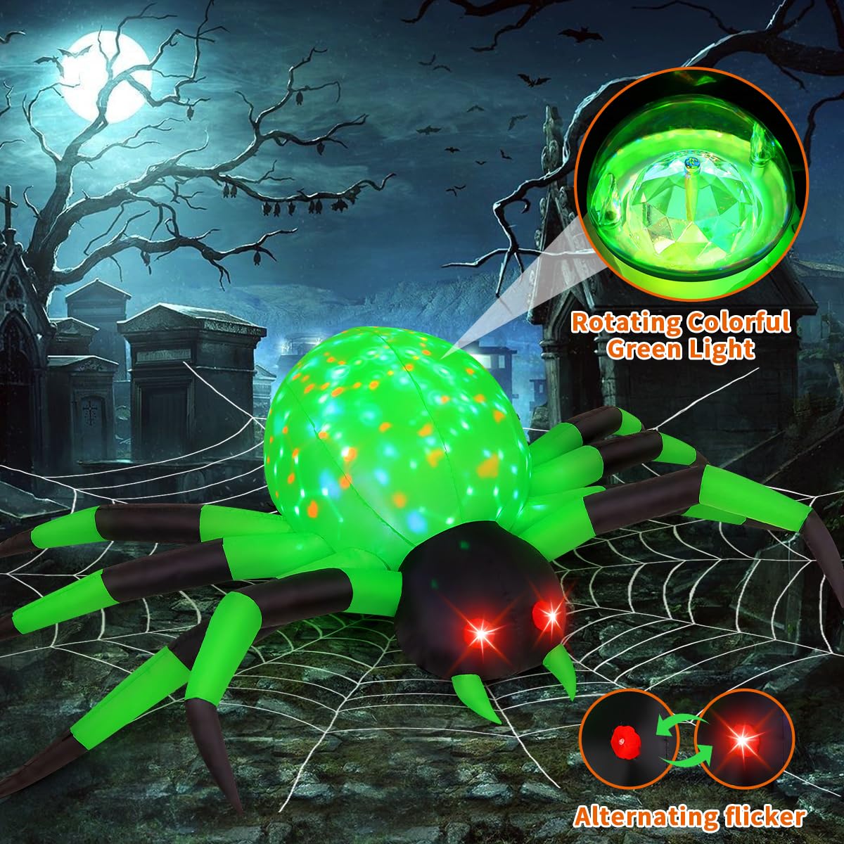 9FT Green Spider Yard Inflatables V59130