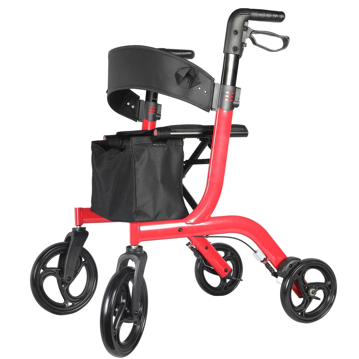 Foldable Rollator Walker with Seat, 19 lbs Lightweight, 10-Inch Wheels R40166