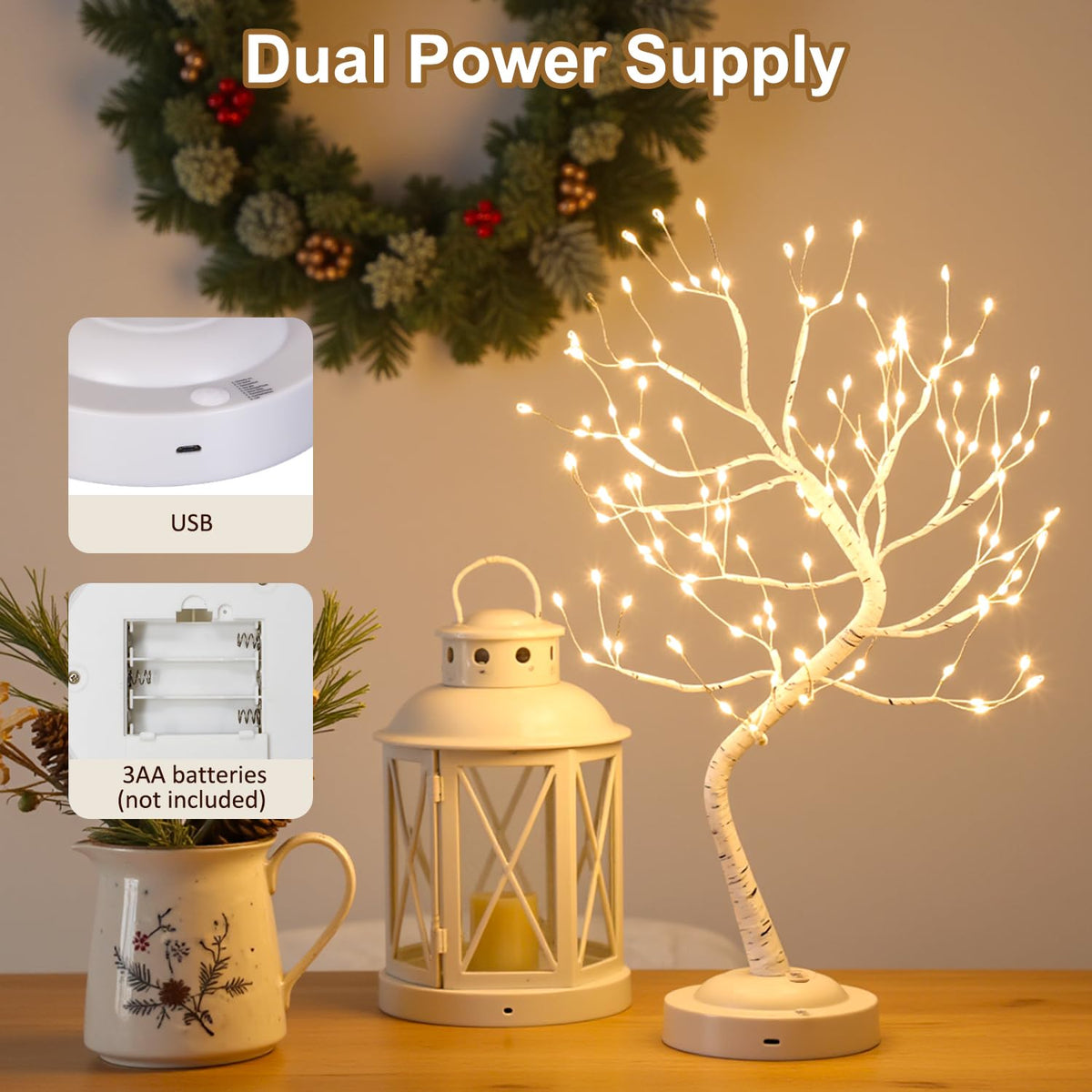 Warm White 108 LED Artificial Birch Tree Lights T128