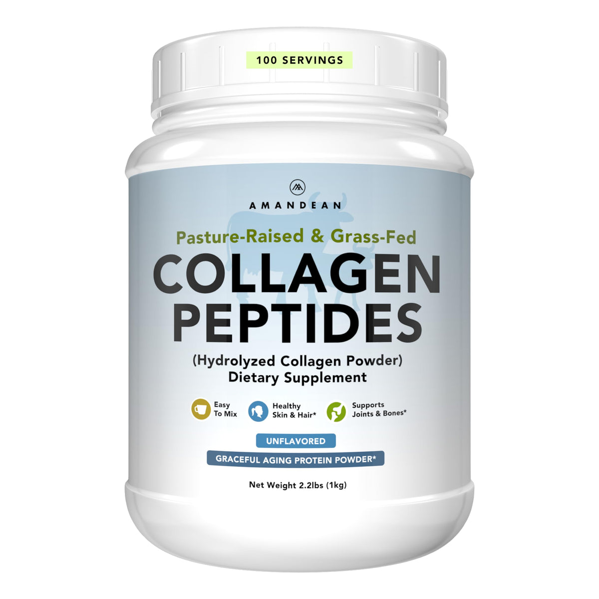 Collagen Peptides Powder, Grass-Fed, Hydrolyzed, Type 1 & 3, 1kg P26319