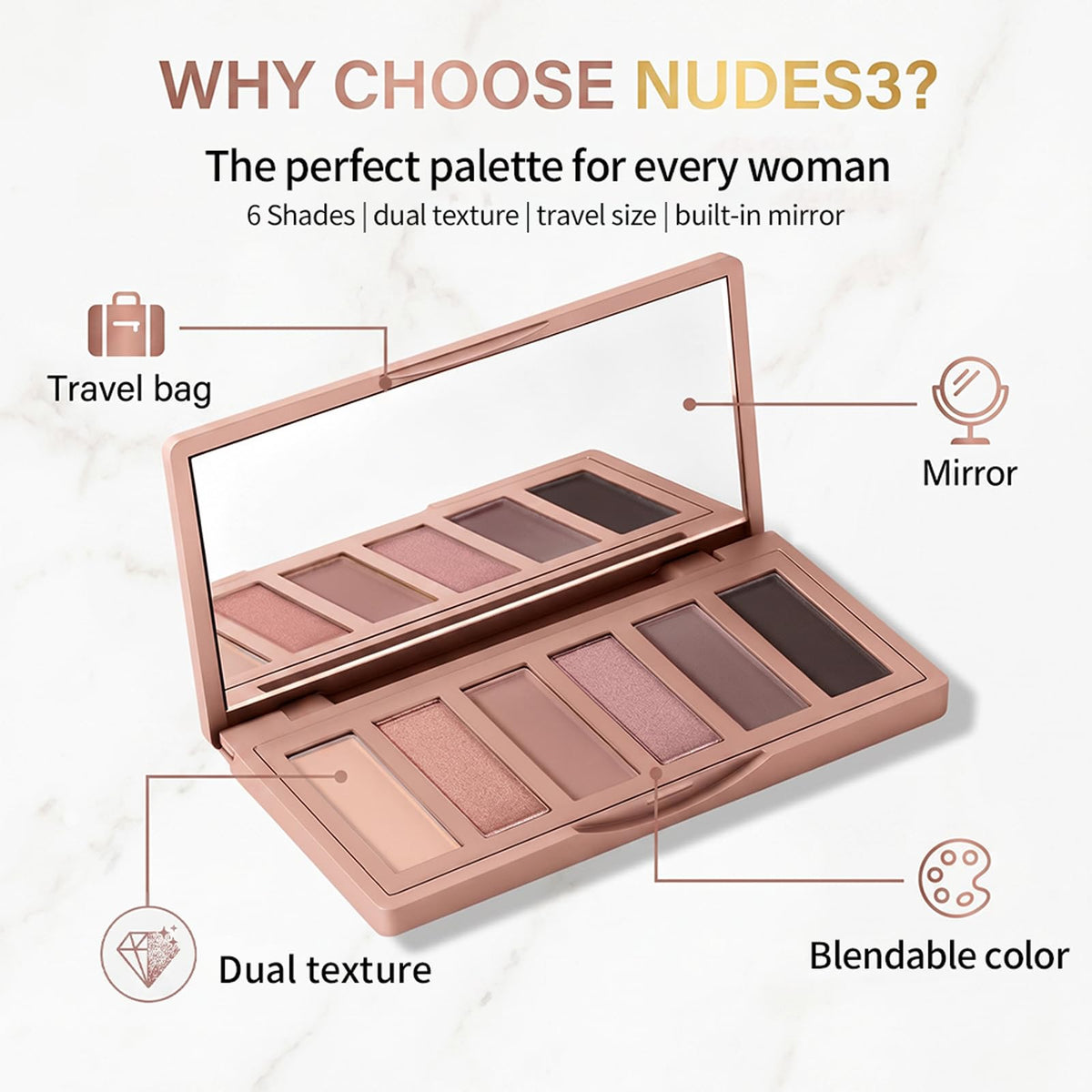 Mini 6 Color Matte & Shimmer Eyeshadow Palette Y76130