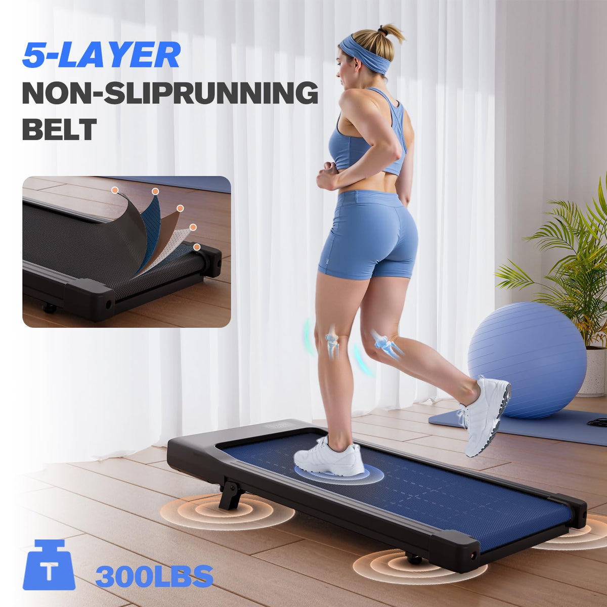 Walking Pad with Incline, 2.5 HP Under Desk Treadmill, 300 lbs Capacity V37720