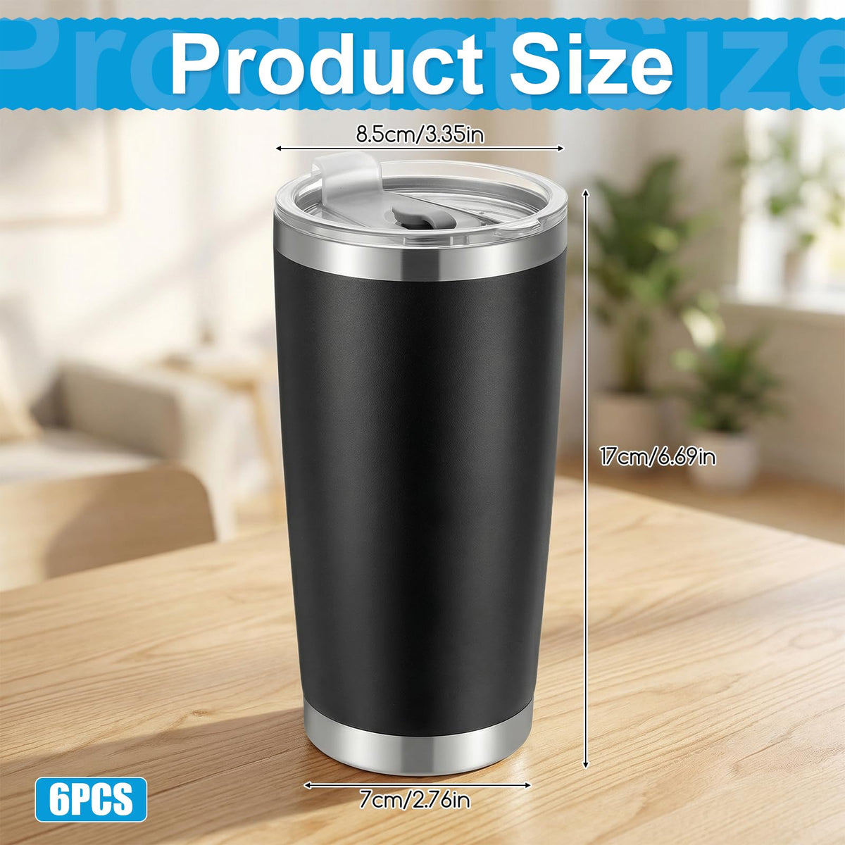 6 Pack 20oz Stainless Steel Insulated Tumbler with Lid R893