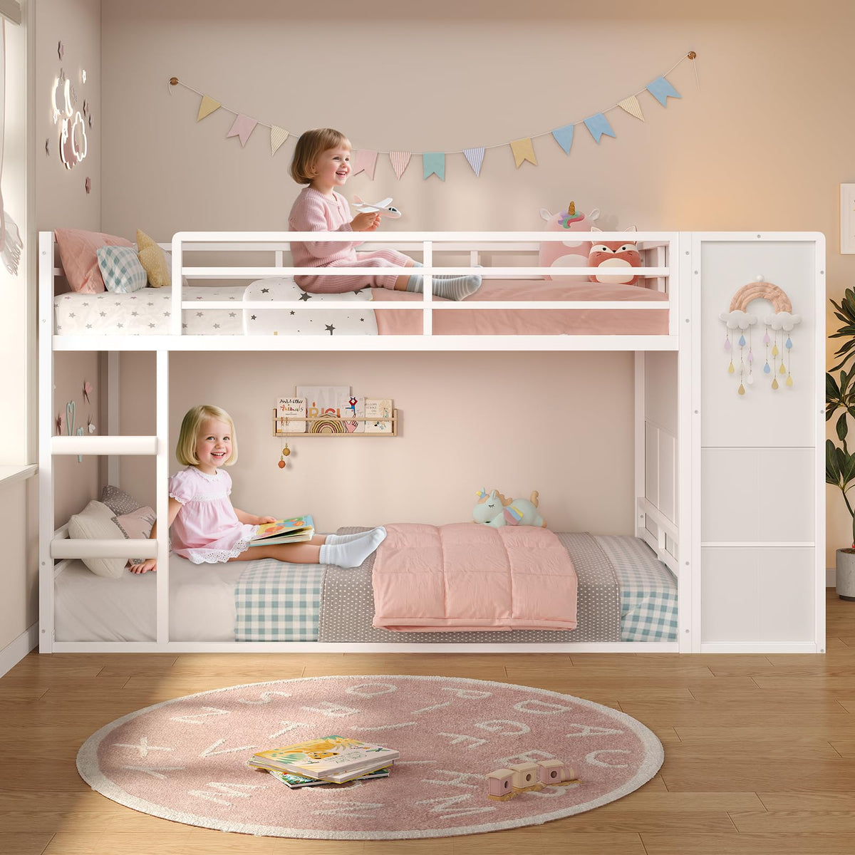 Twin Over Twin Bunk Bed with 6 Storage Drawers J169749