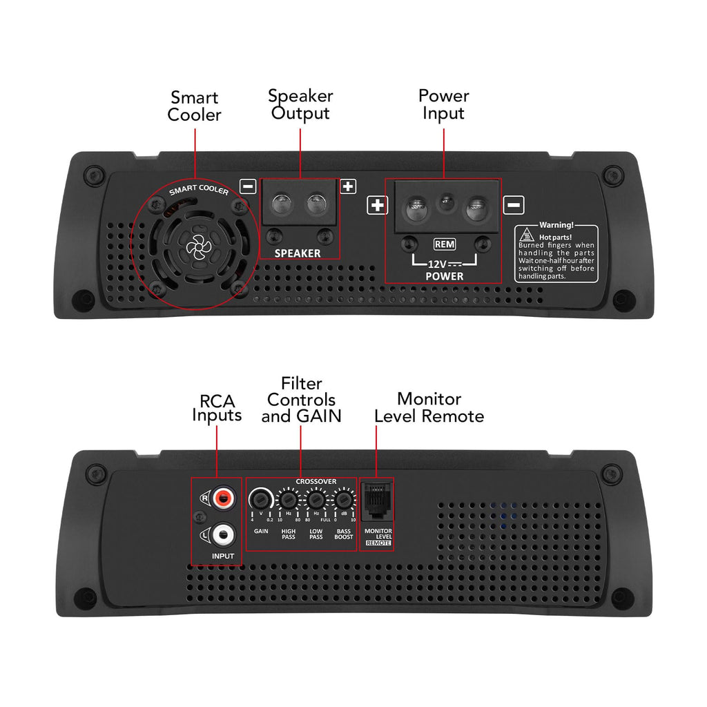 1 Channel 2000 Watts Class D Car Audio Amplifier E3892