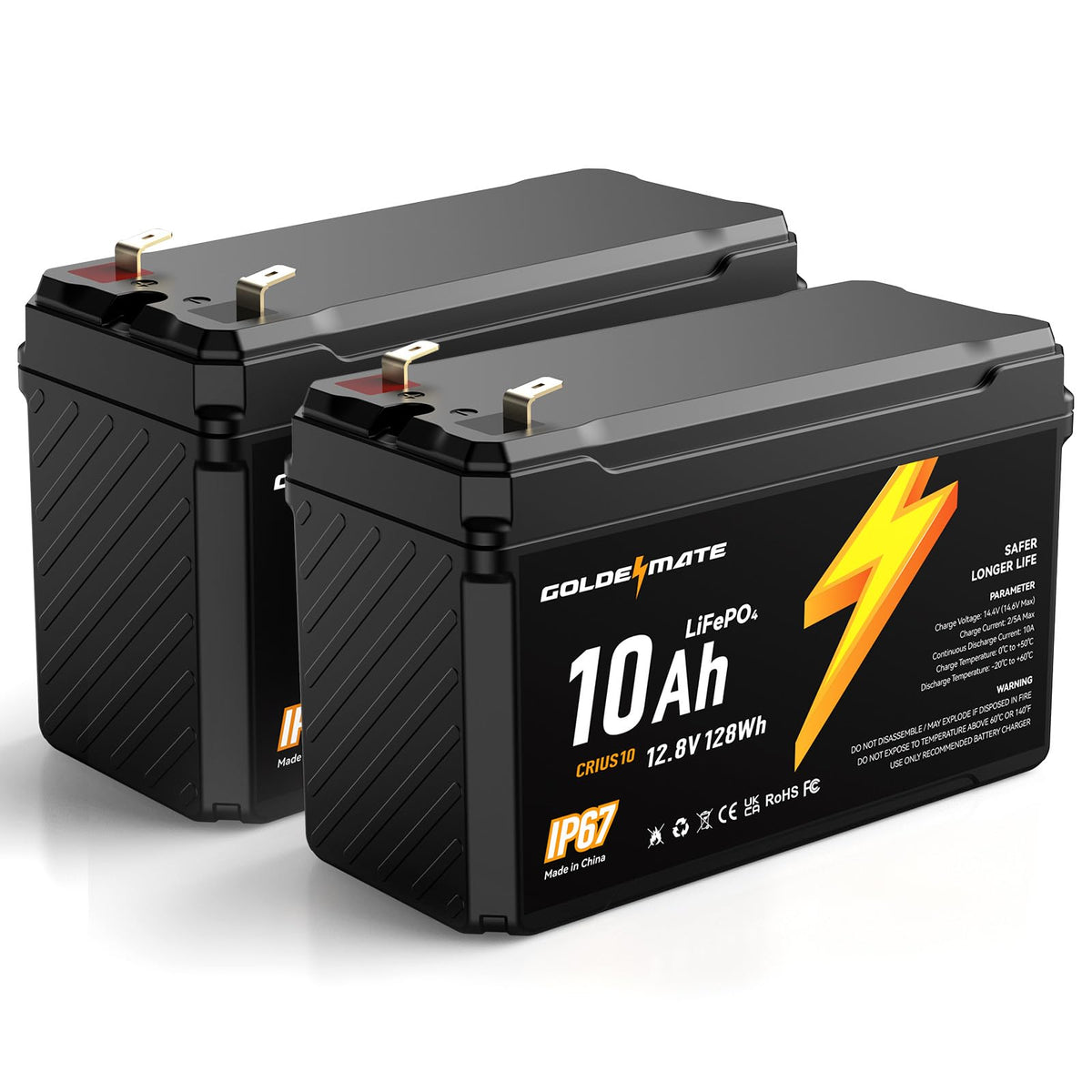 12V 10Ah Lithium LiFePO4 Battery 2 Packs T57649