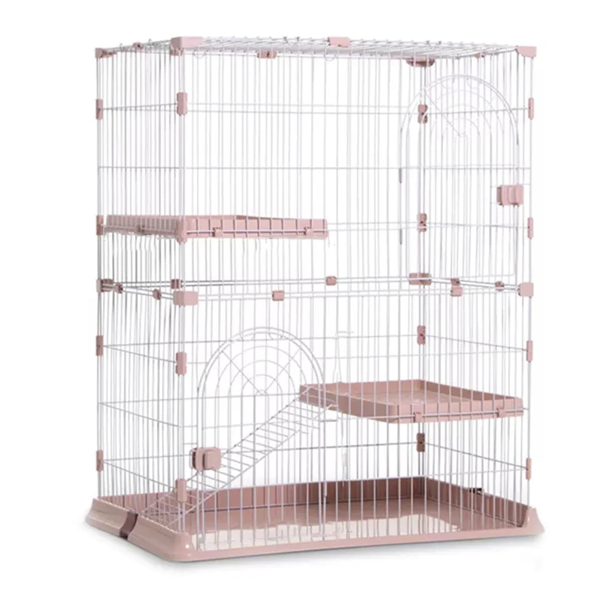 3/4-Tier Cat Cage Playpen with 3 Platforms, 3 Doors & 2 Ramps K7536