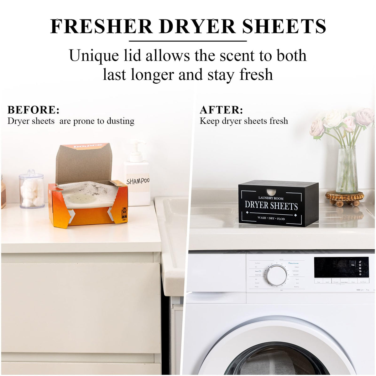 Black Dryer Sheet Holder with Lid E637