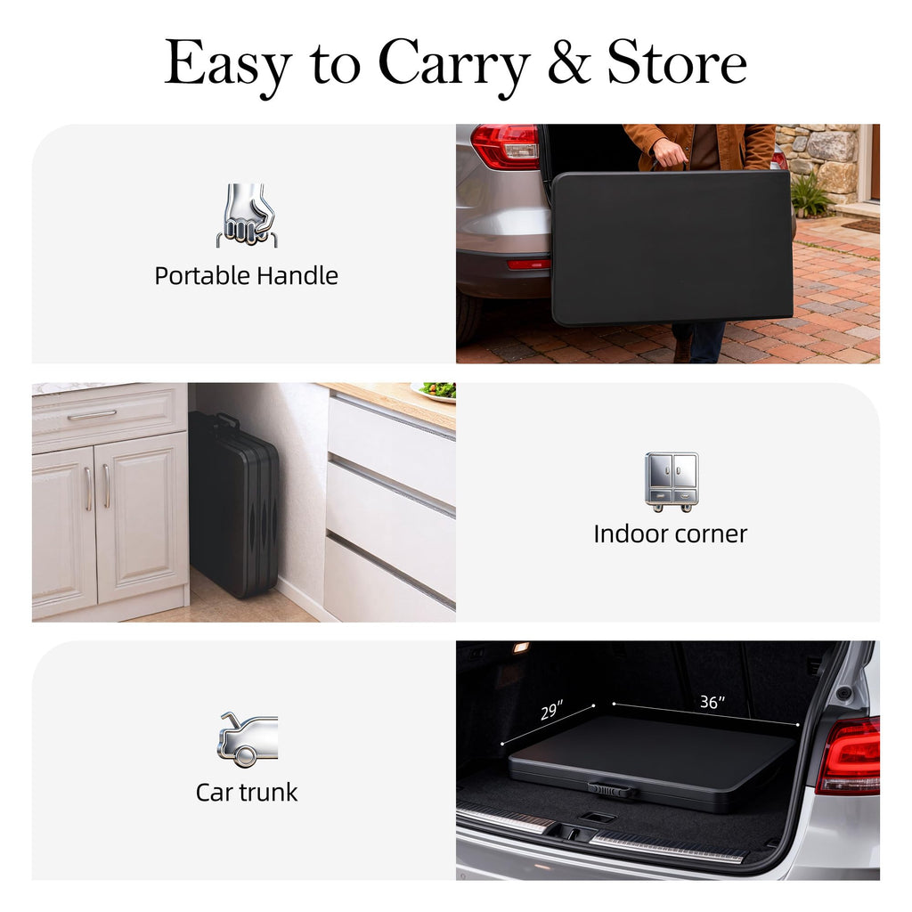 6FT Black Plastic Folding Table with Carrying Handle C381935