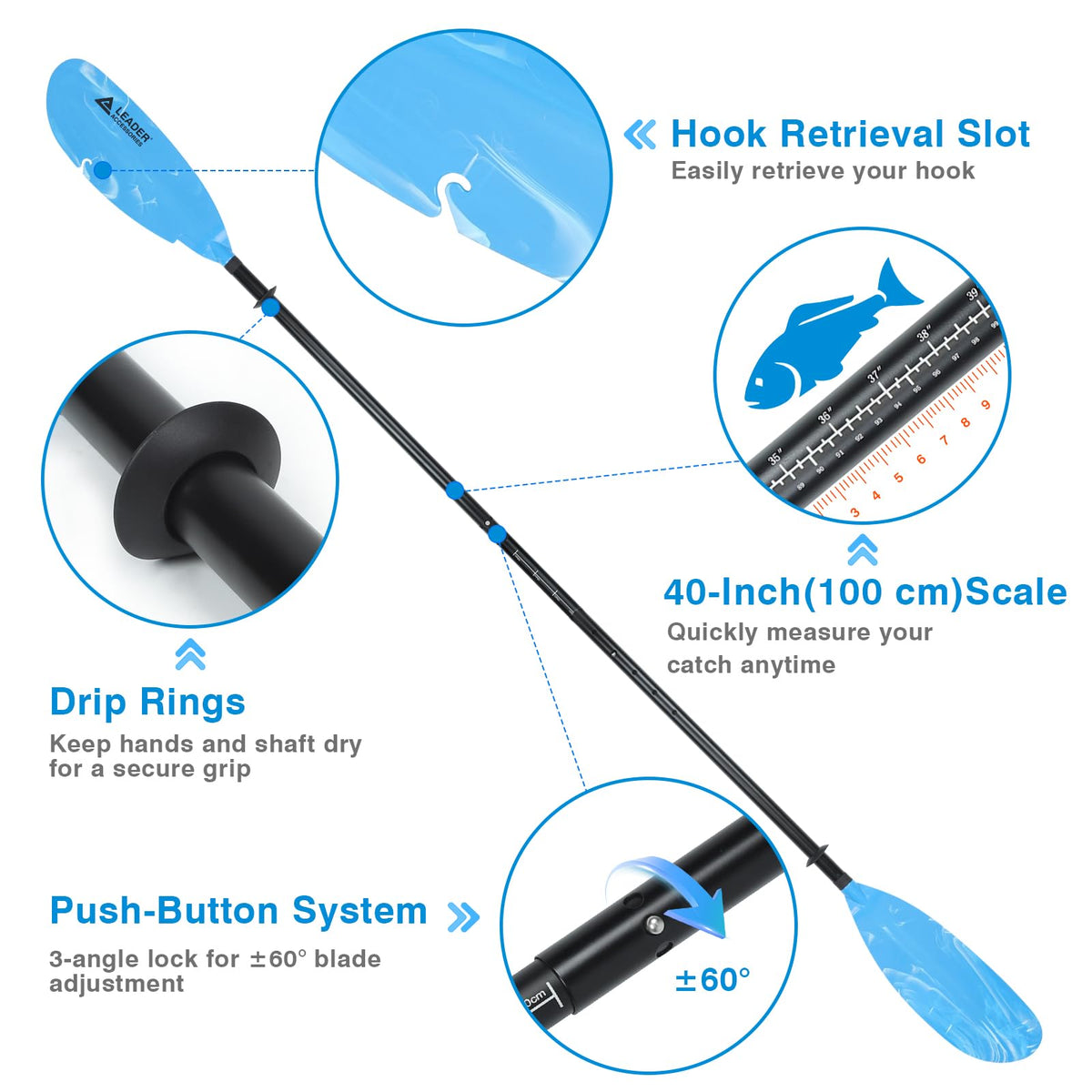 Adjustable Kayak Paddle 90-98in Q714540
