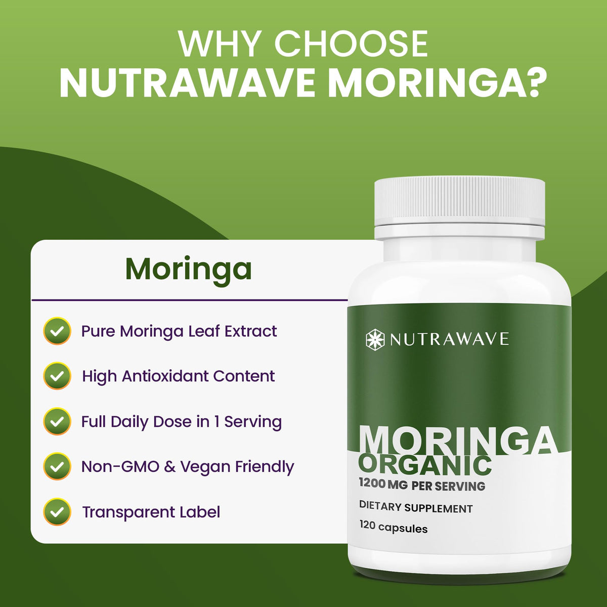 Organic Moringa Capsules 1200mg 120 Capsules Z6901
