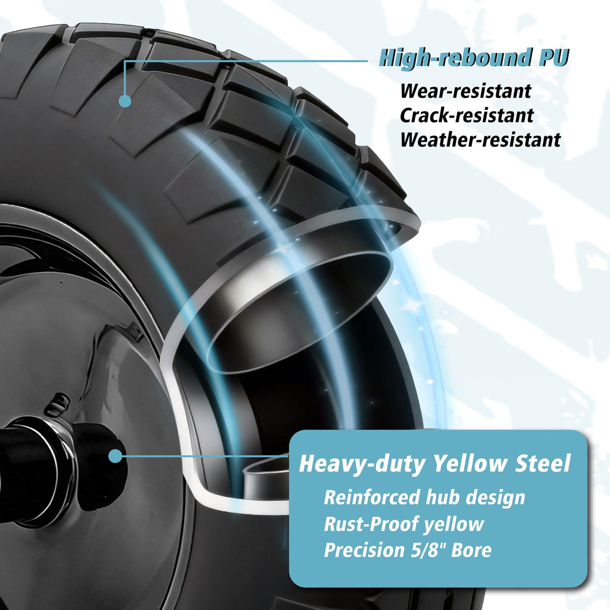 16" Flat Free Solid Rubber Wheelbarrow Wheels, 2 Pack Z15173