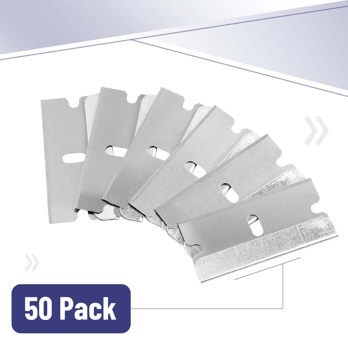 50 pcs Carbon Steel Flat Scraper Blades D4978