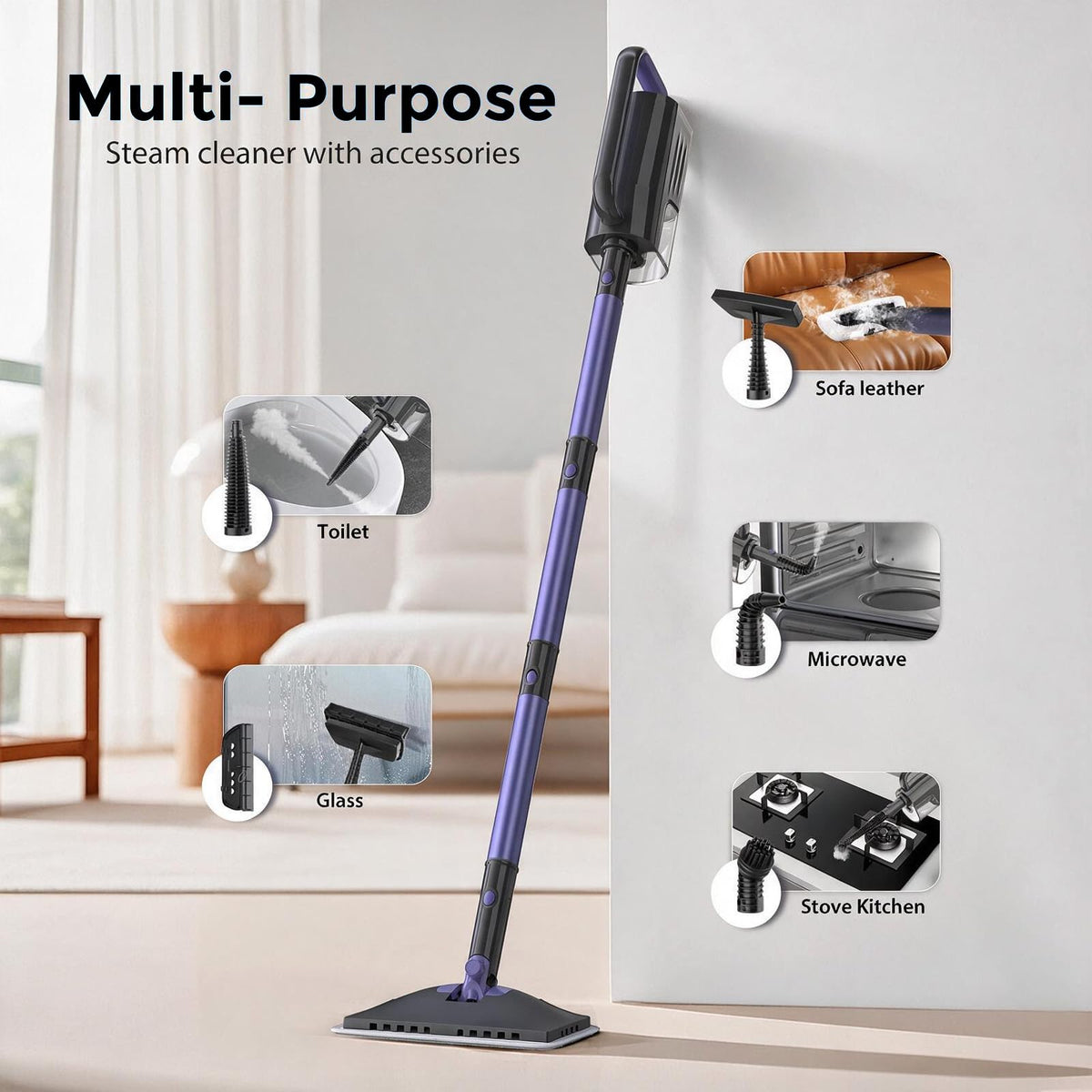 6-in-1 Lightweight Steam Mop with 23FT Cable U256887