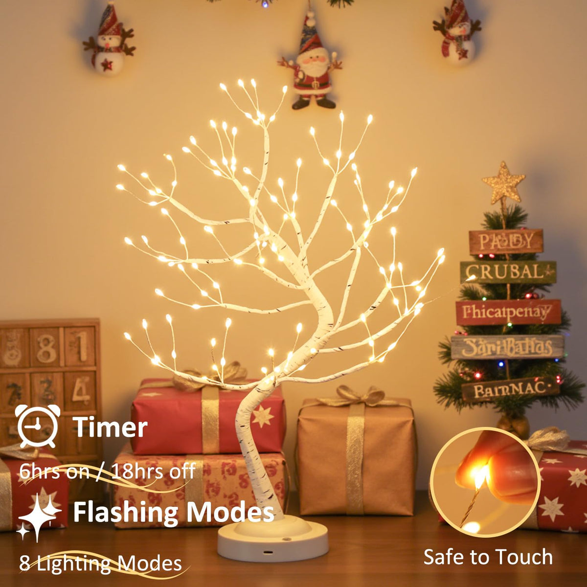 Warm White 108 LED Artificial Birch Tree Lights T128