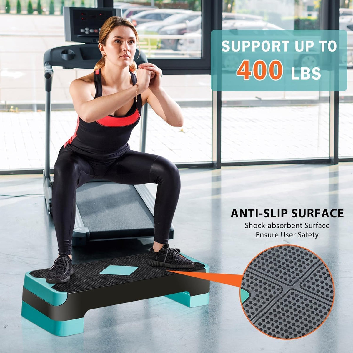 26.5 inch Aerobic Step Platform with 4 Risers T62051