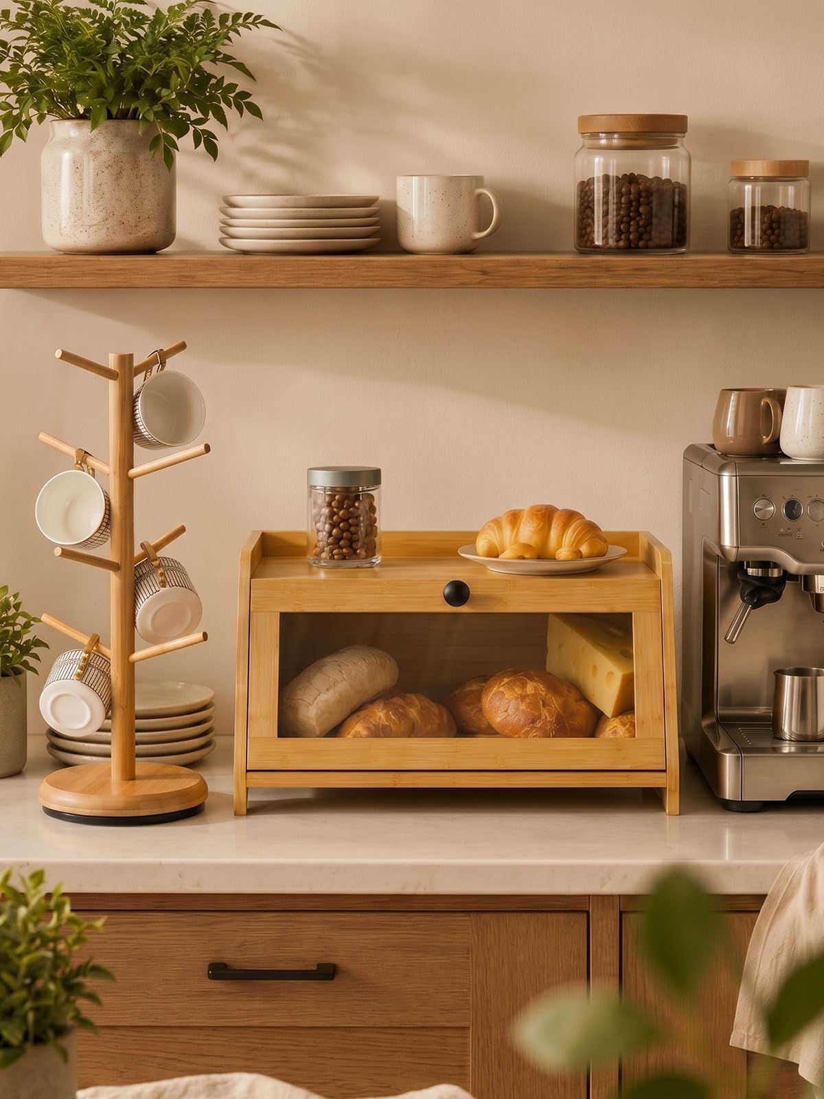 Bread Box with Top Shelf, 1 Tier Q547899
