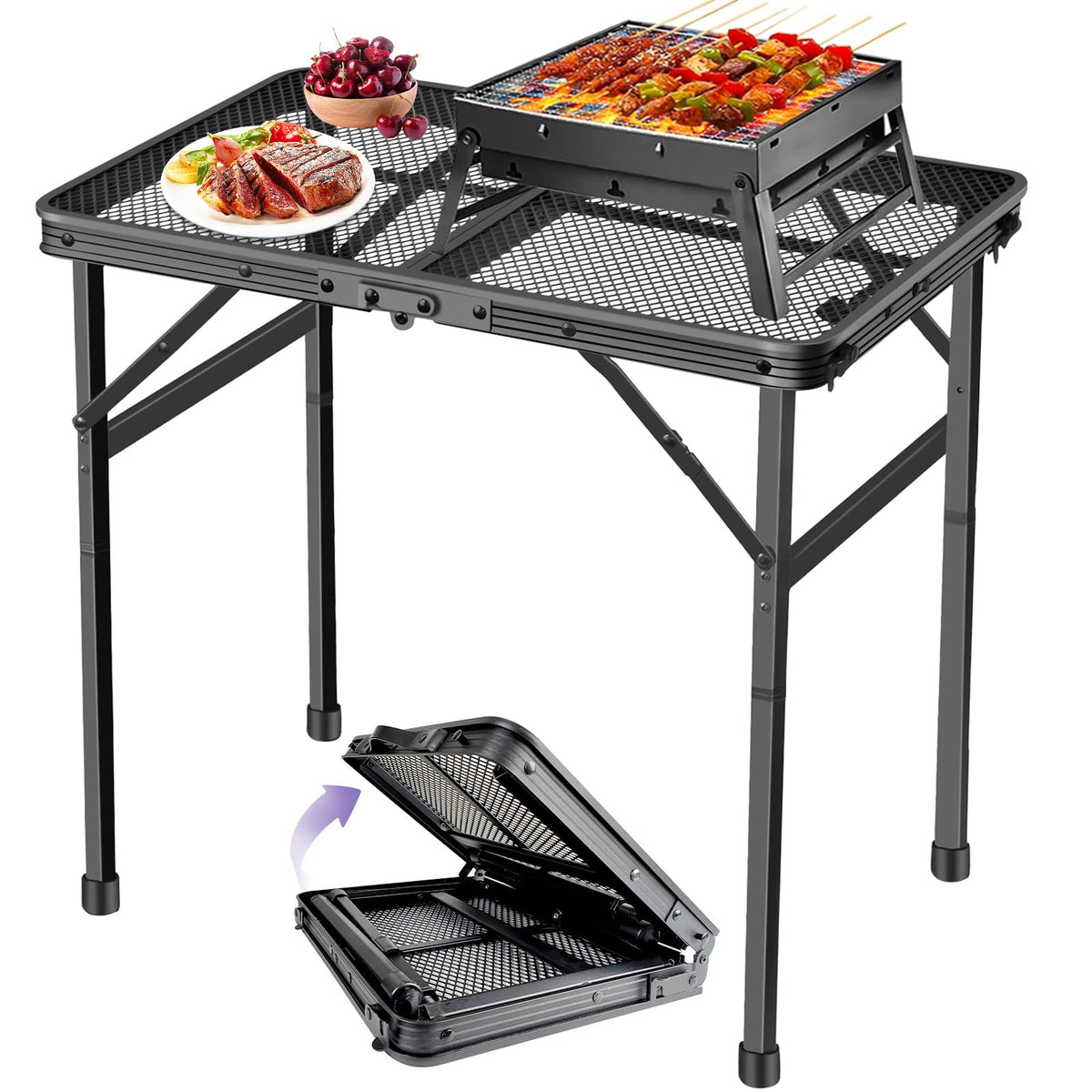 Black Adjustable Folding Camping Table U3825