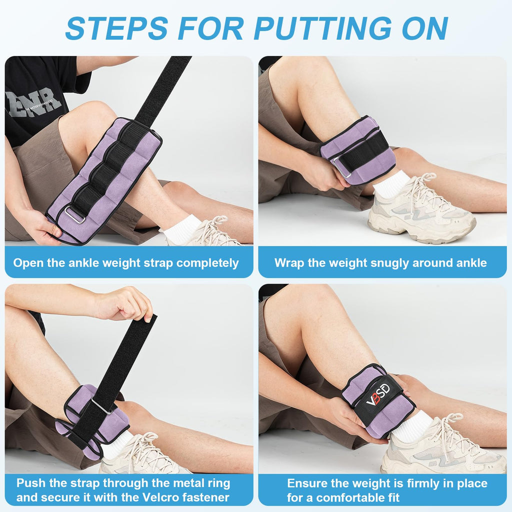 Adjustable Ankle Weights 10lb 1 Pair Lavender R4556