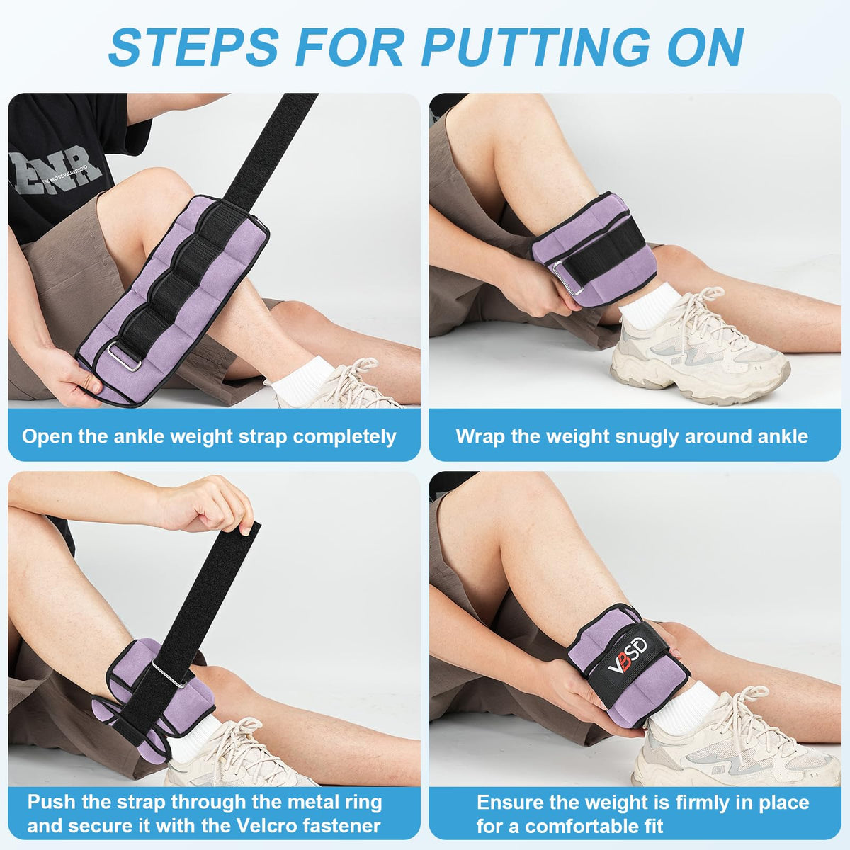 Adjustable Ankle Weights 10lb 1 Pair Lavender R4556