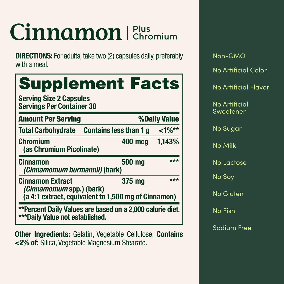 Cinnamon 2000mg Plus Chromium 60 Capsules G3569