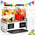 2 Pack 1.5 Gallon Glass Beverage Dispenser with Stand U521860