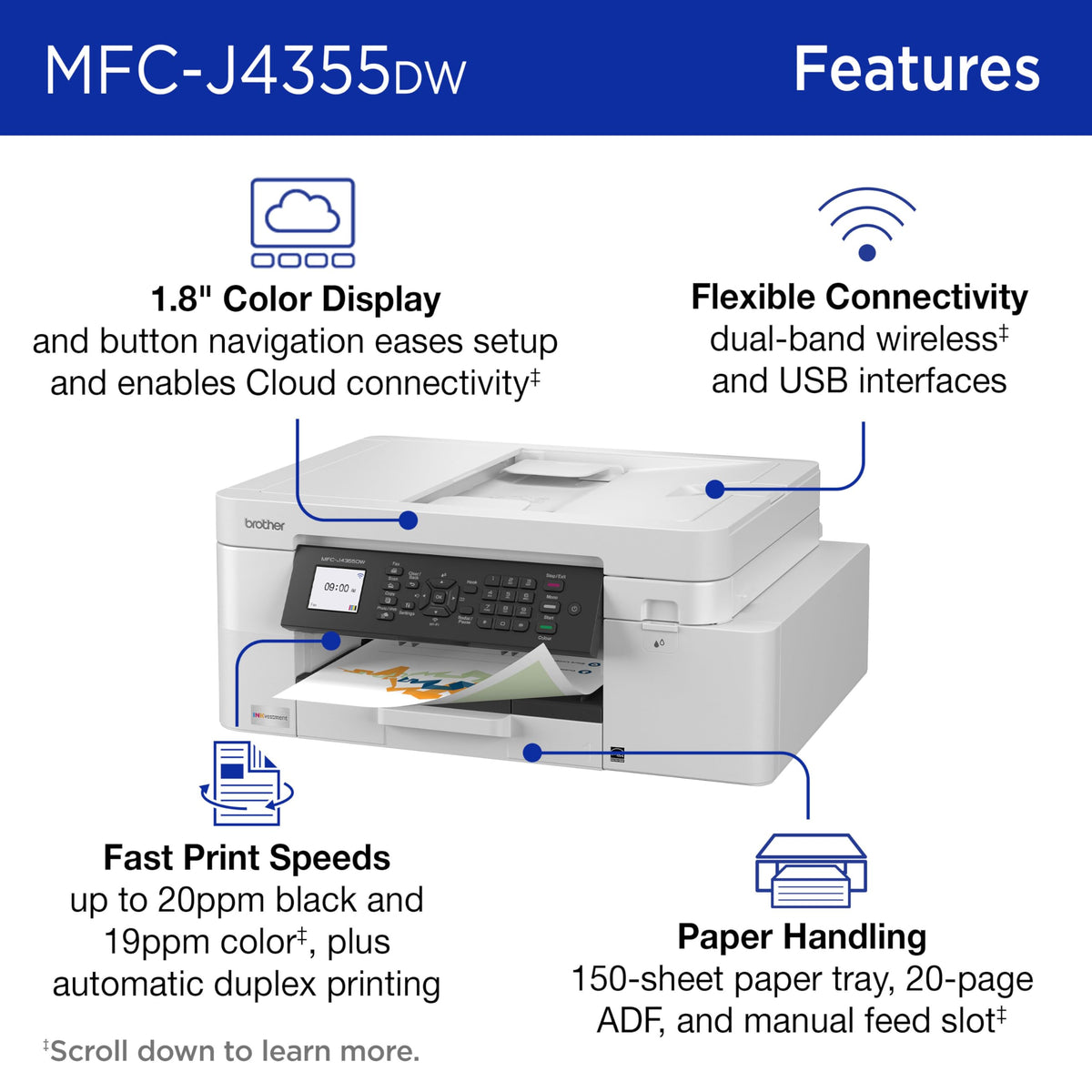 Wireless Color Inkjet All-in-One Printer with Color Display and Manual Feed Slot I267