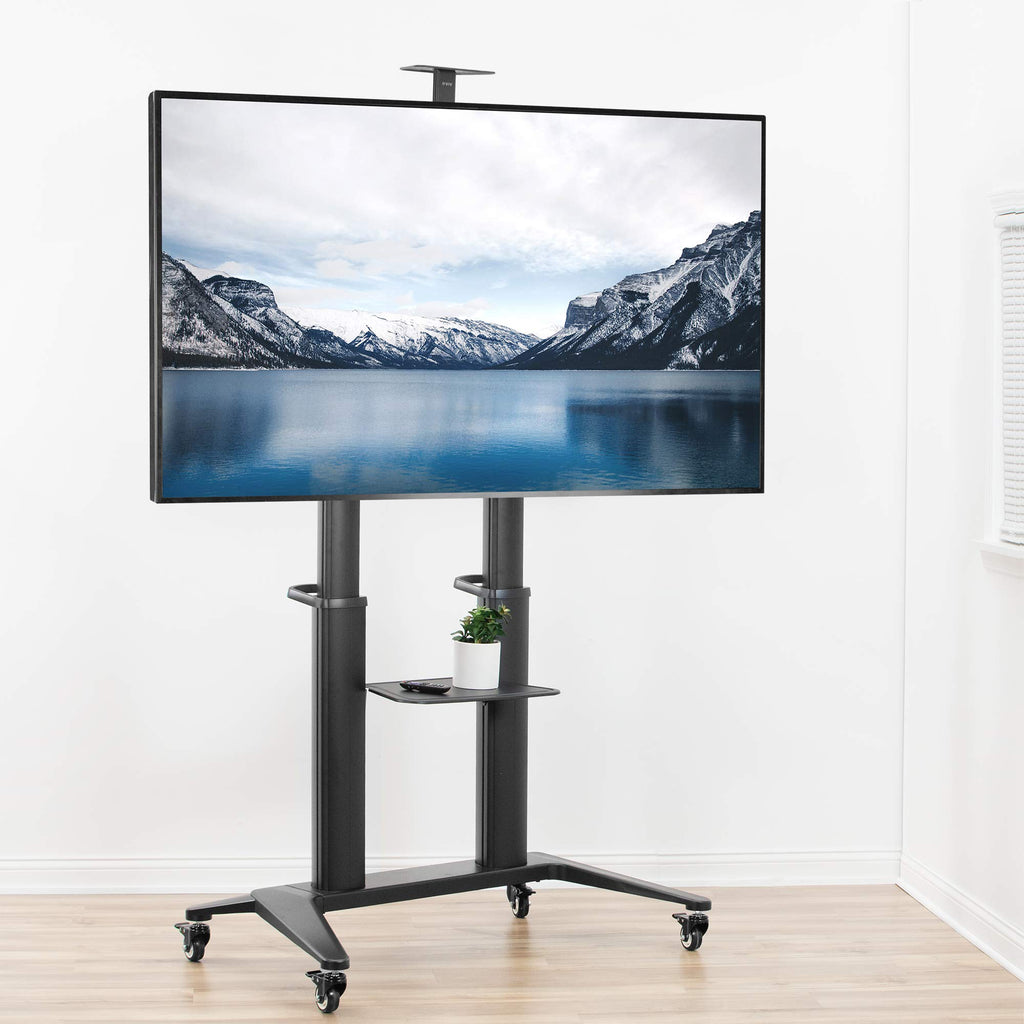 Aluminum Mobile TV Cart for 32 to 120 inch Screens up to 308 lbs, Black J914