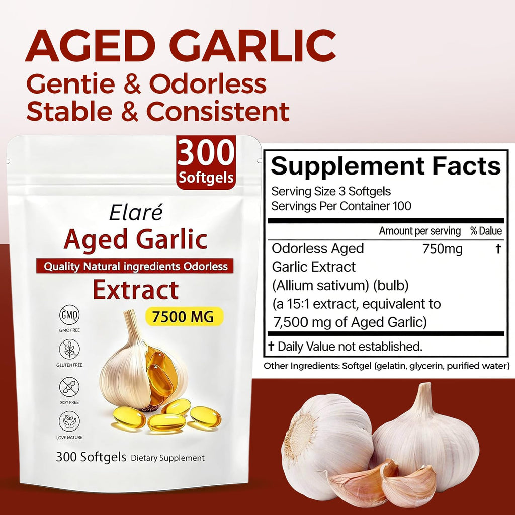 Odorless Aged Garlic Extract Capsules 7500, 300 Count K6327