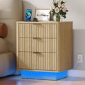 Natural 3 Drawer Nightstand with Charging Station F177513