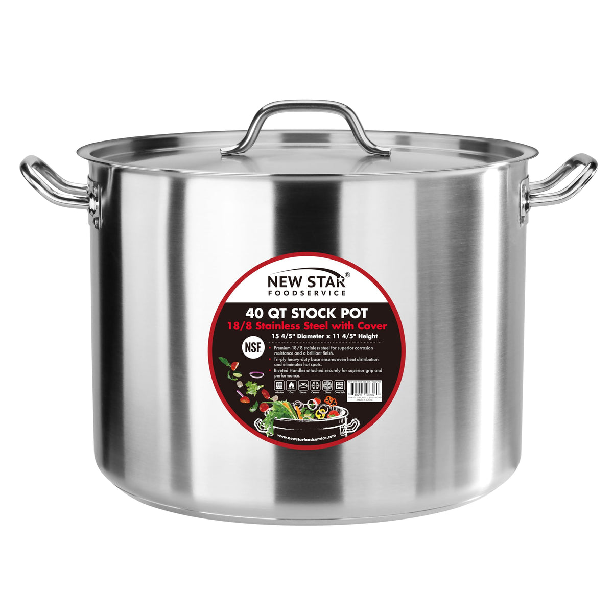 40 Qt Stainless Steel Stock Pot with Cover B6850