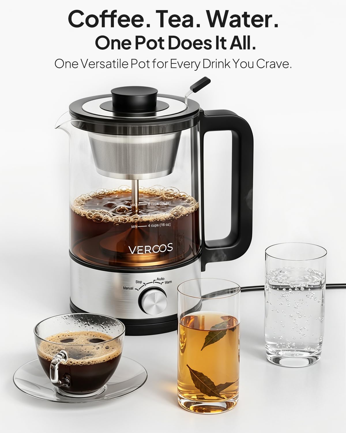 Electric 6-Cup Borosilicate Glass Percolator Coffee Pot R664771