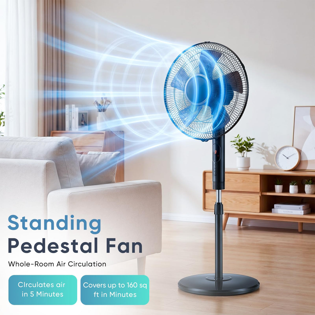 17" Oscillating Pedestal Fan with Remote O689