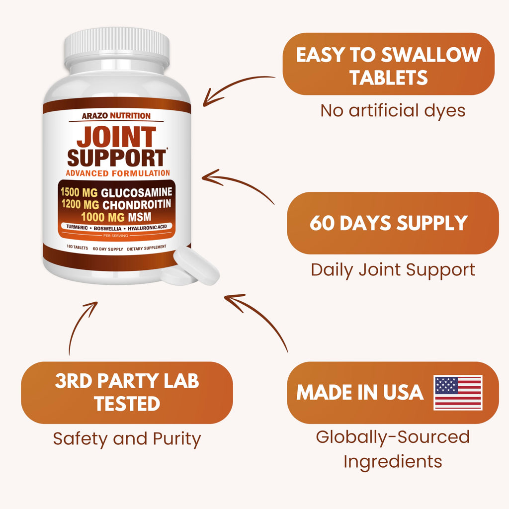 Glucosamine Chondroitin Turmeric MSM Boswellia Joint Support Supplement 180 Tablets R7638