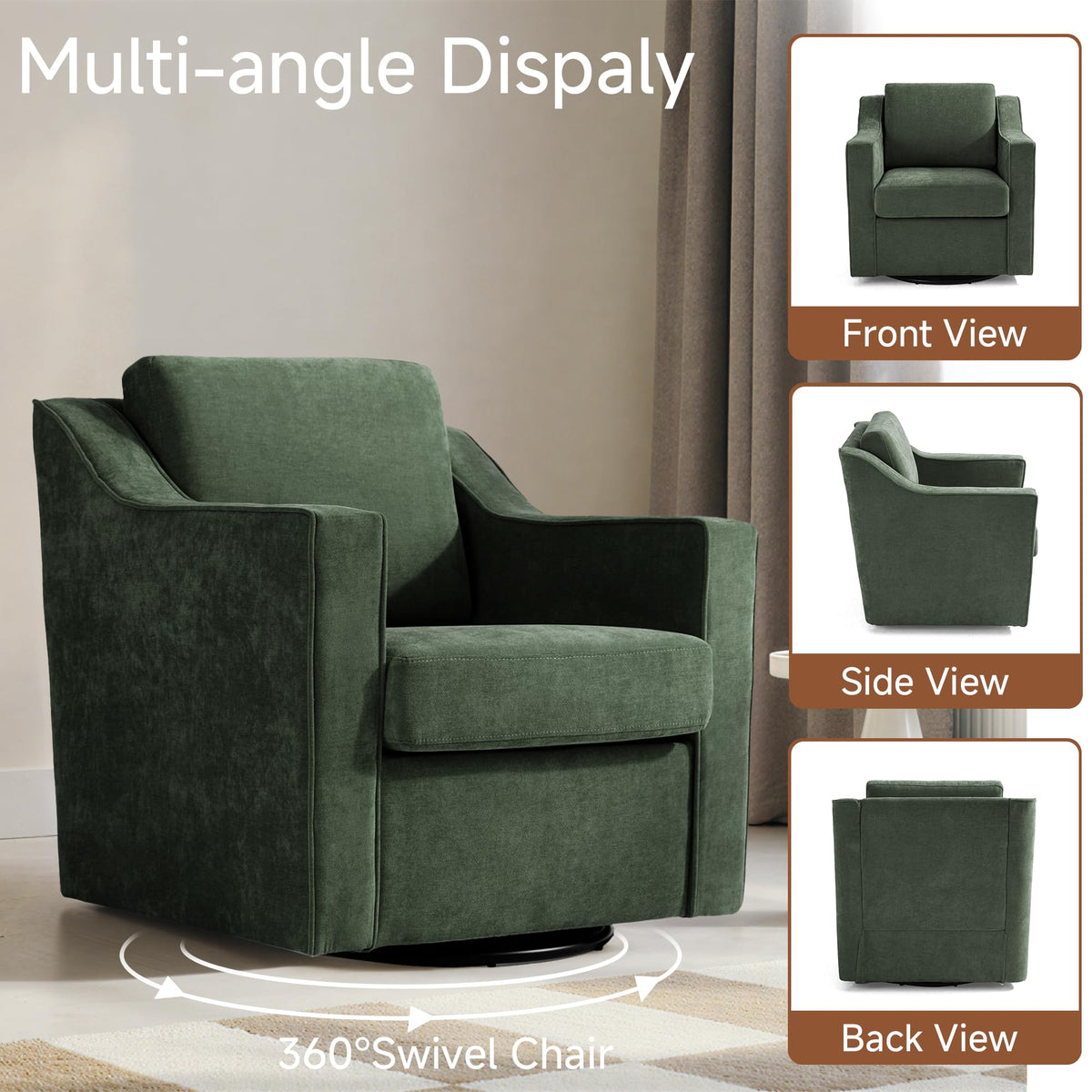 Green Swivel Accent Chairs Set of 2 L69235
