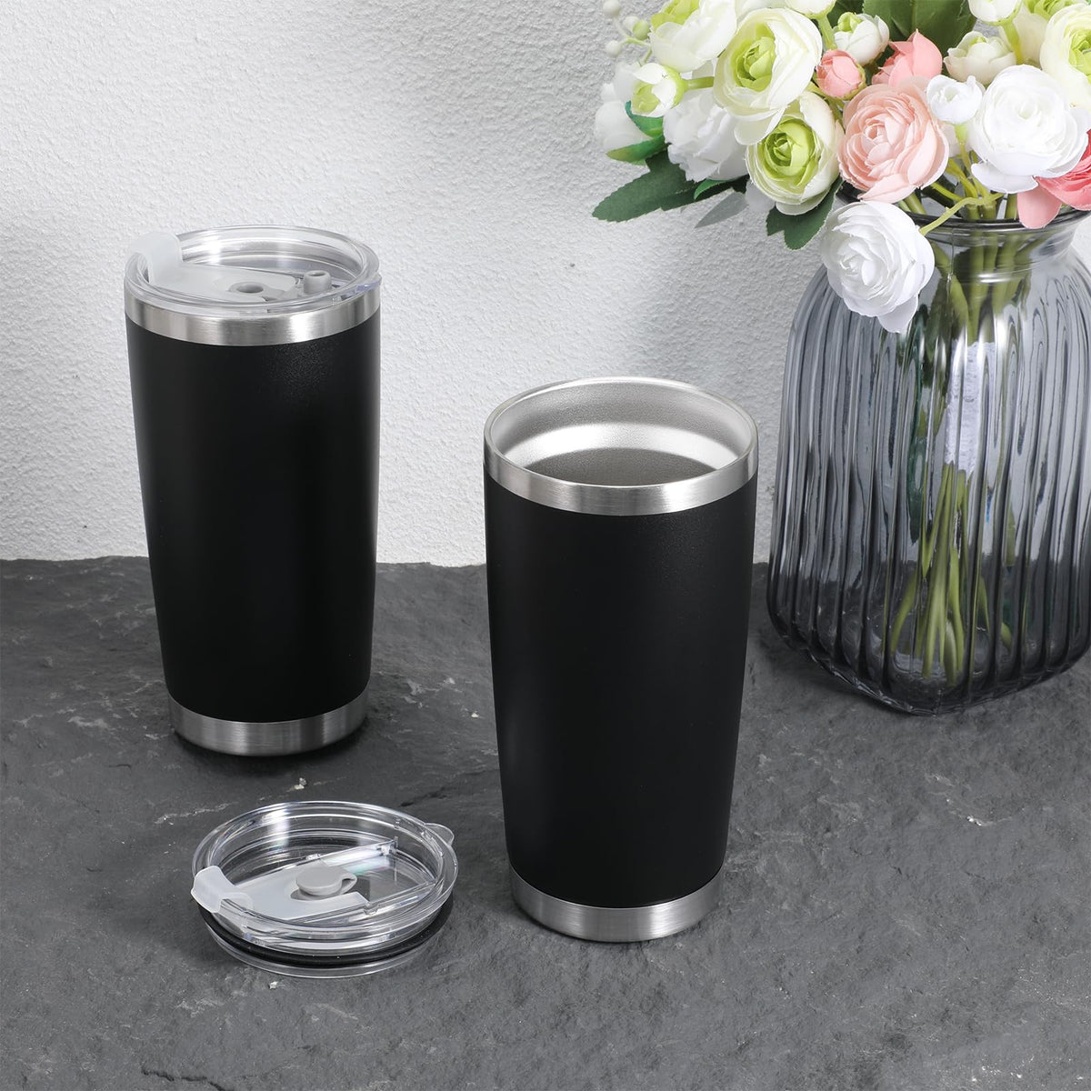 6 Pack 20oz Stainless Steel Insulated Tumbler with Lid R893