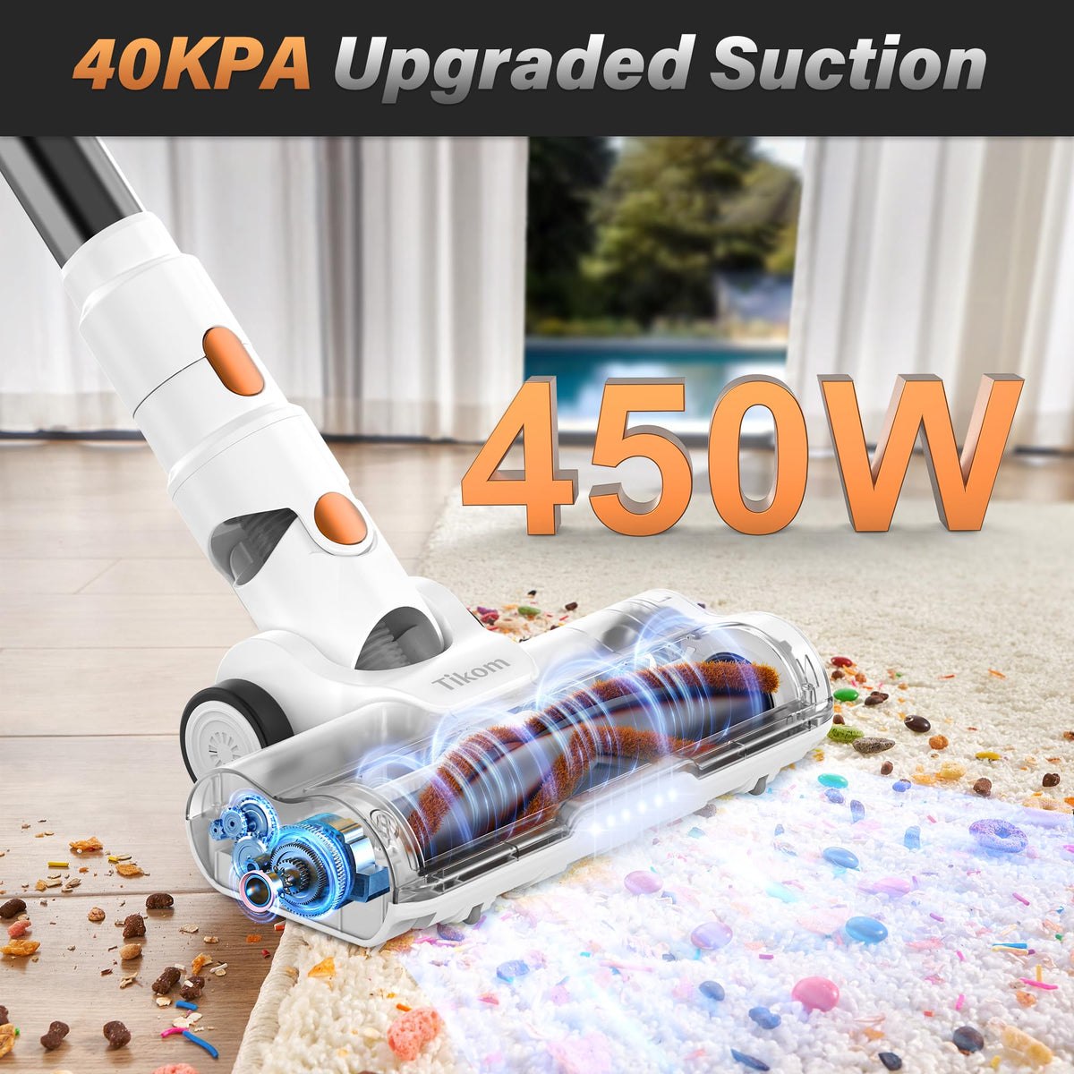 Cordless Stick Vacuum Cleaner 40000Pa Lightweight Handheld Q7087