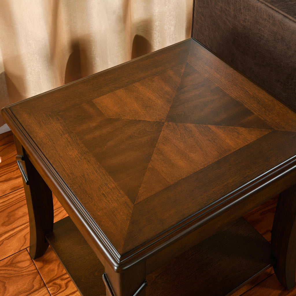 Solid Wood Side End Table with Storage Shelf E369163