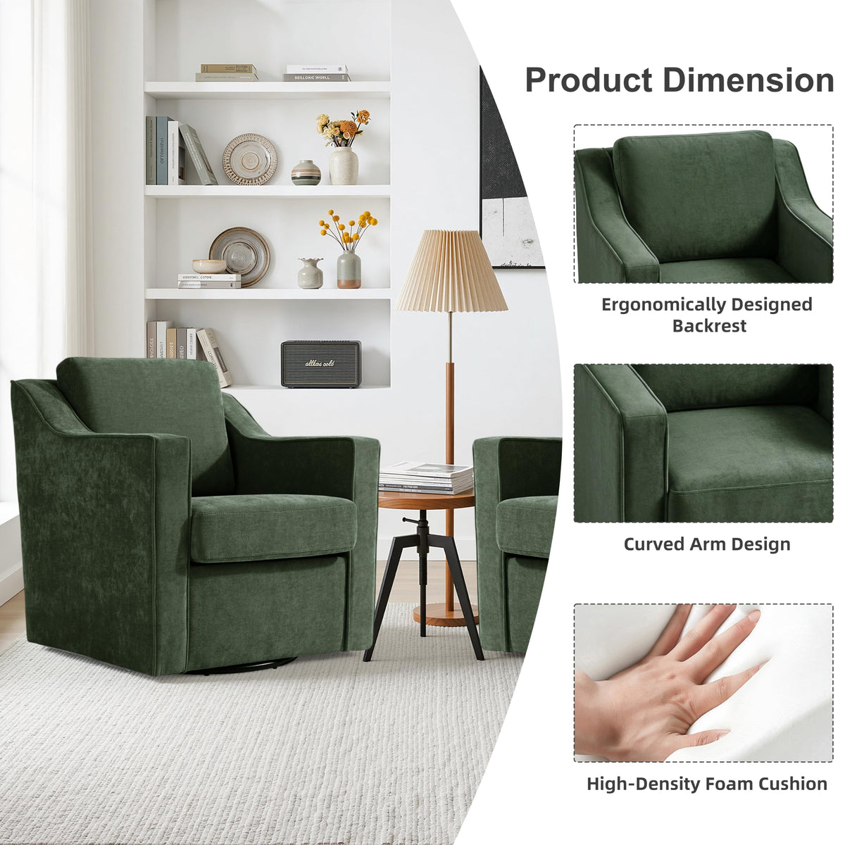 Green Swivel Accent Chairs Set of 2 L69235