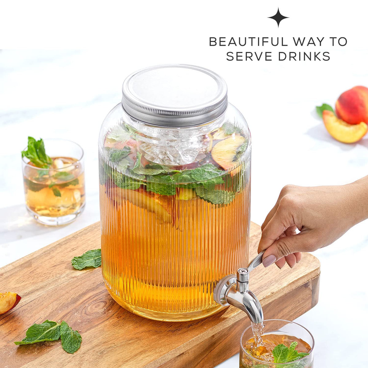 1 Gallon Glass Beverage Dispenser with Stainless Steel Spigot Z616