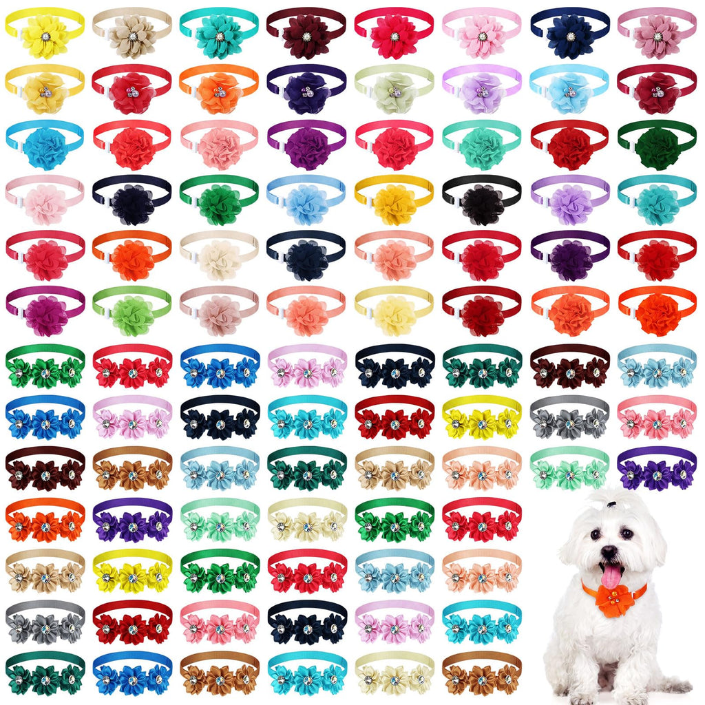100 Pcs Floral Adjustable Dog Collar Flowers Z583775
