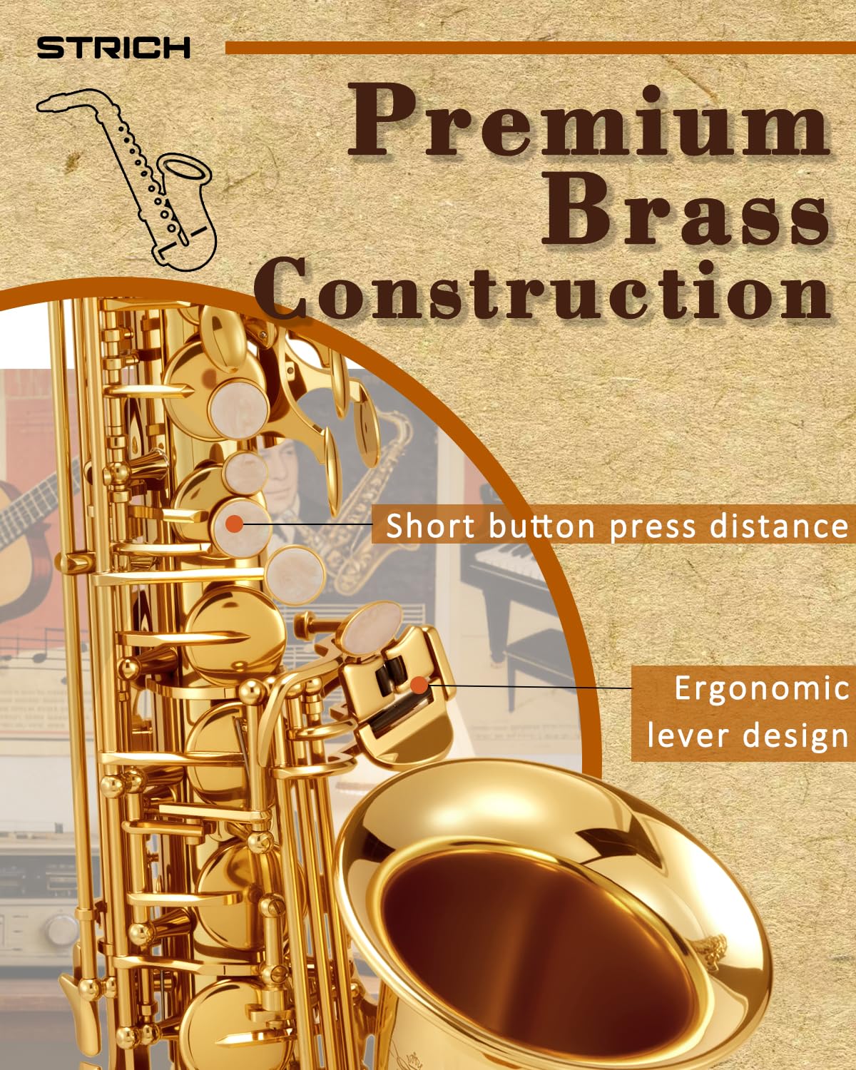 Alto Saxophone Brass Student Beginner Kit with Hard Case Z988965