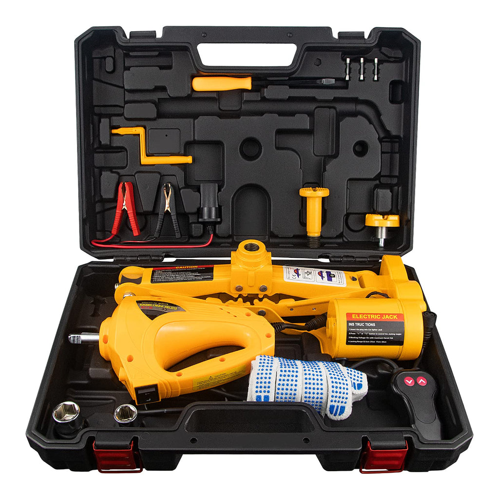 3 Ton 12V Electric Scissor Car Jack Kit with Impact Wrench P39407