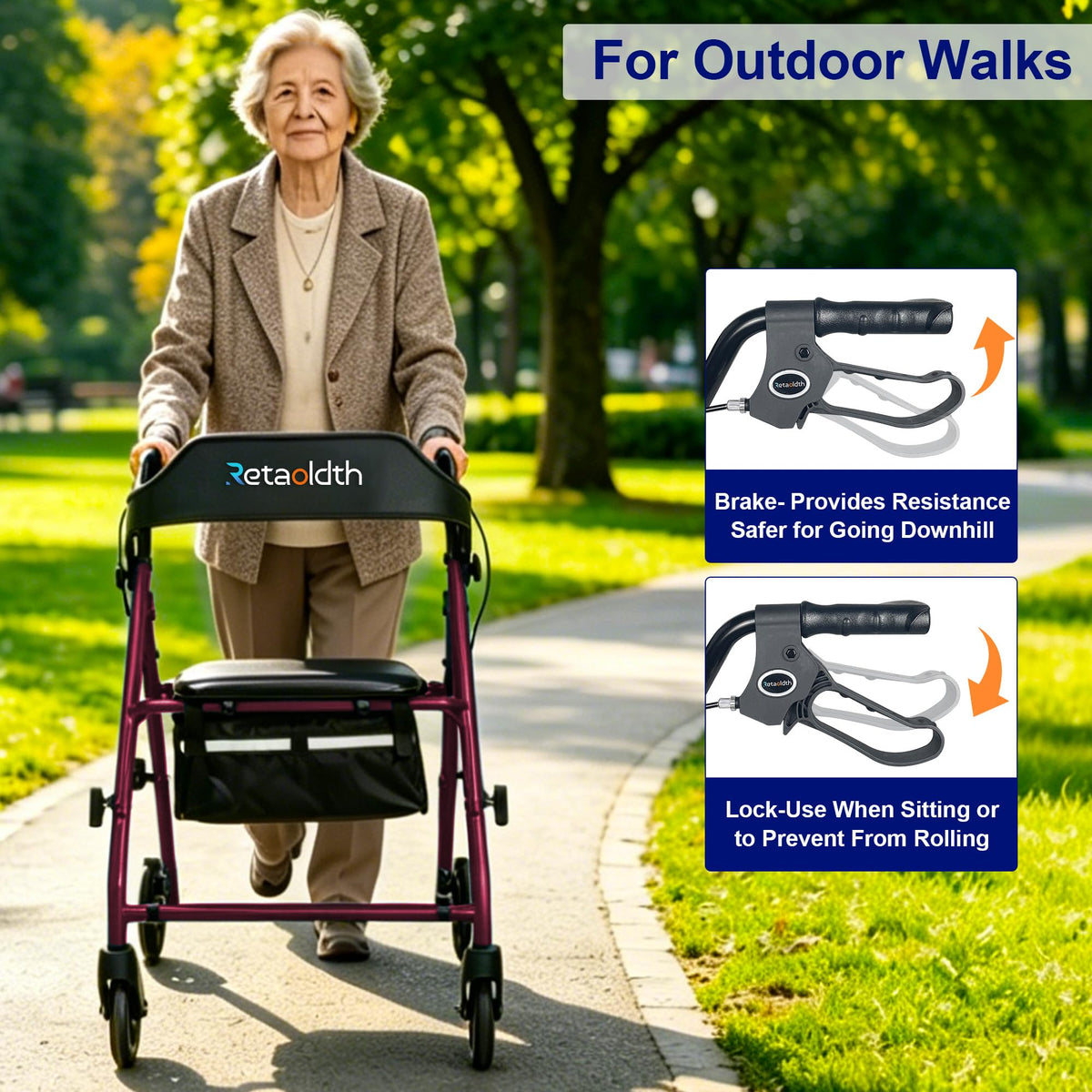 Foldable Rollator Walker with Seat D834290