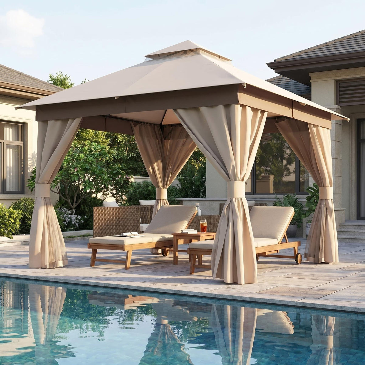 12x12 Metal Frame Gazebo Canopy Tent P4561