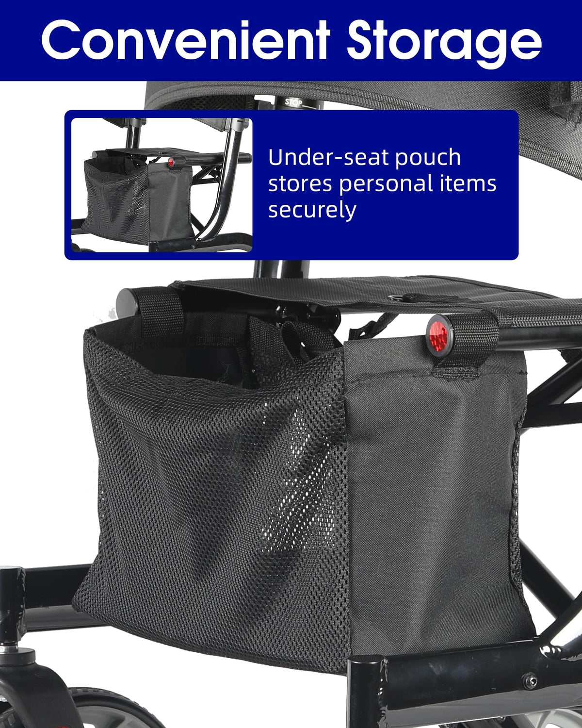 Foldable Rollator Walker with Seat, 19 lbs Lightweight, 10-Inch Wheels R40166